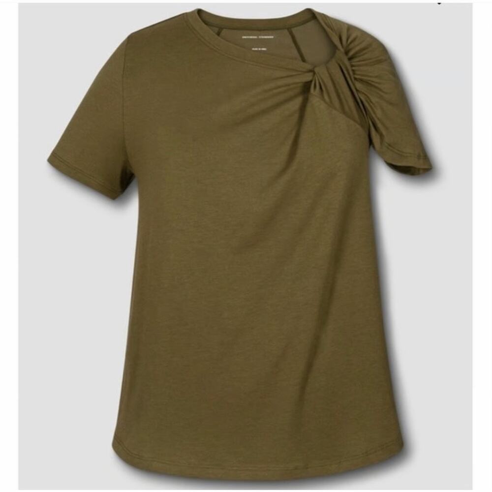NWT Universal Standard Dione Twist Tee Top Military Olive Green Women's 00 | 4XS